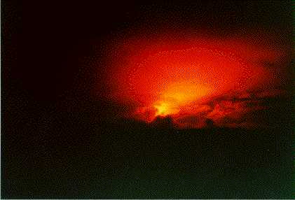 glowing sky from eruption