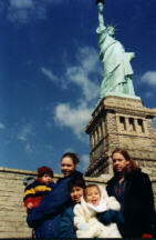 At the Statue of Liberty with green patina.