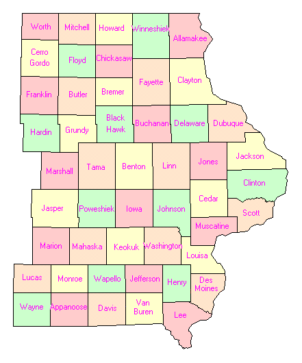 East Iowa County Map