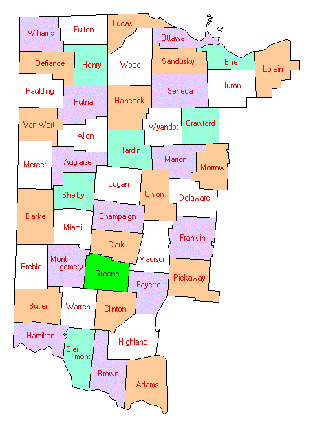 Central Lowland Ohio County Map