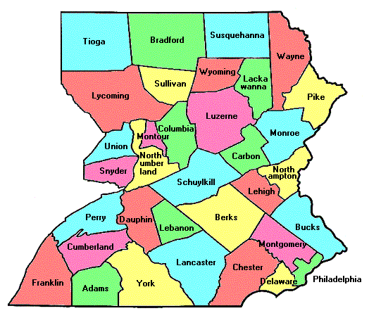 East Pennsylvania County Map