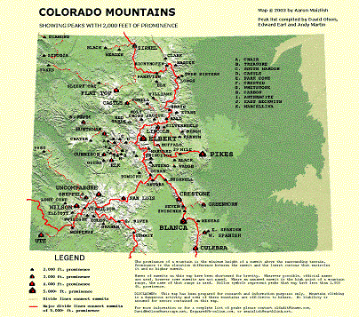 Colorado prominence map