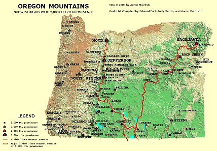 Oregon prominence map