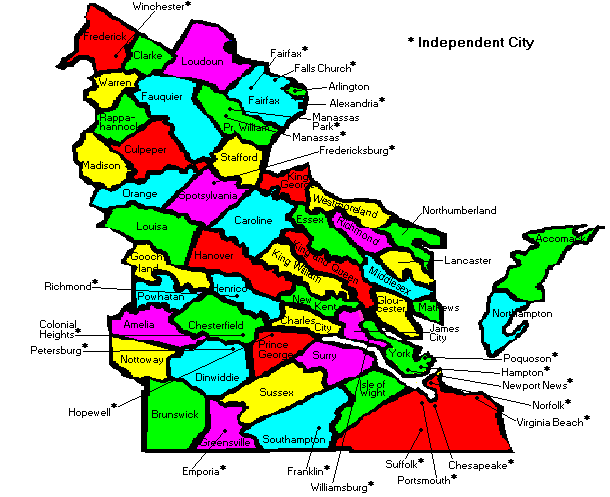 county maps of virginia. East Virginia County Map